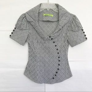 Stripe Puff Short Sleeve Top